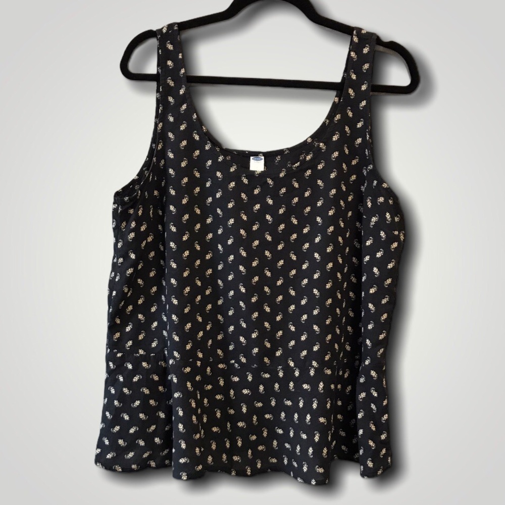 Old Navy Black Flare Bottom Tank Top Shirt Blouse